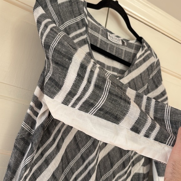 Habitat Clothes to Live In 100% Linen Black White Striped Handkerchief Hem Tunic - Picture 6 of 13